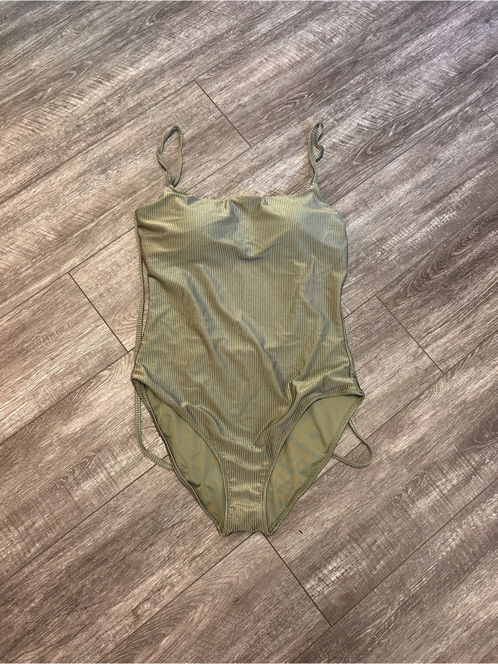 aerie Olive Green Ribbed One-Piece Swimsuit
